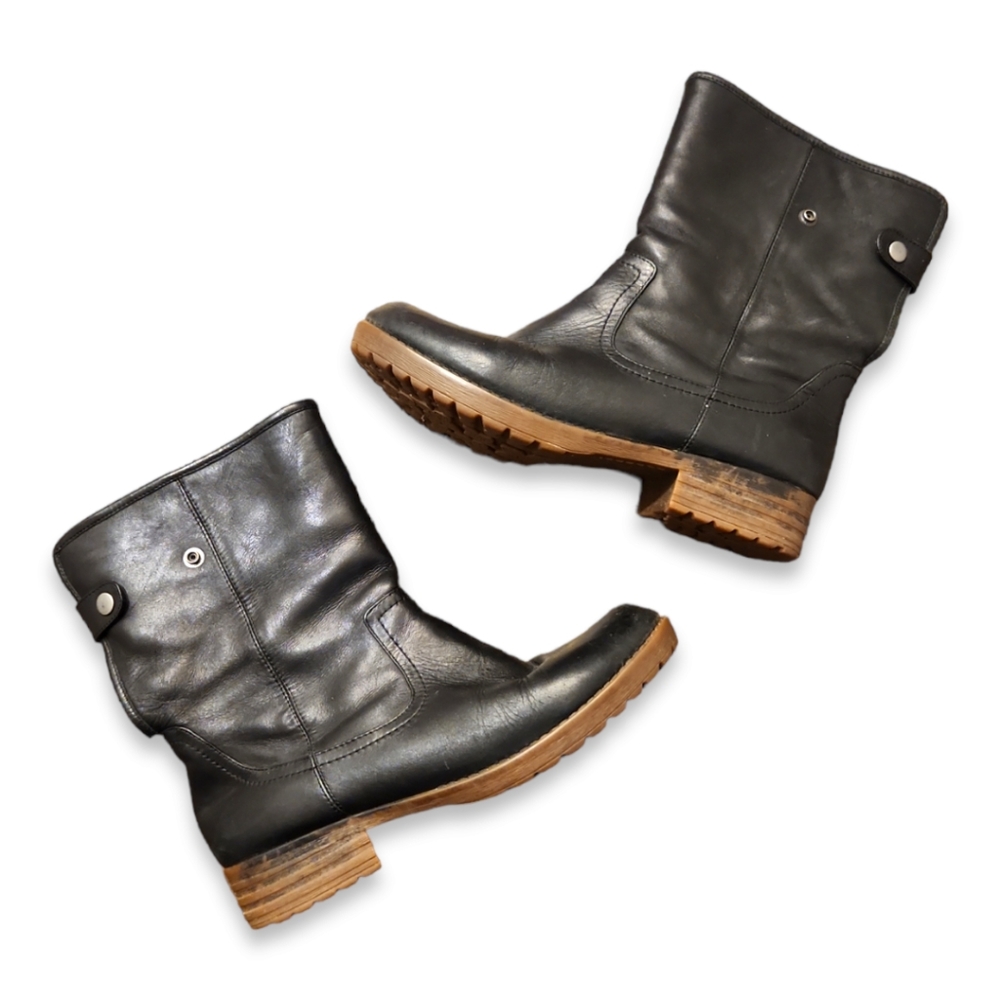 Tara M 'Tori' Leather Moto Boots Sz 9